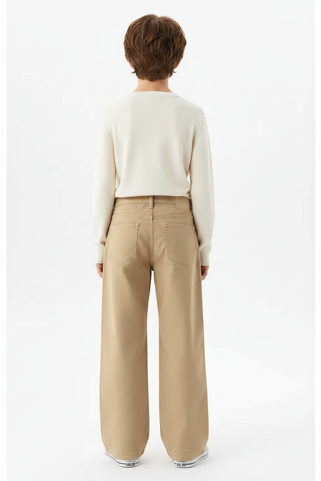 Pantalon Chino Kaki Ample Décontracté Enfant Garçon - Gabardine - vue 2