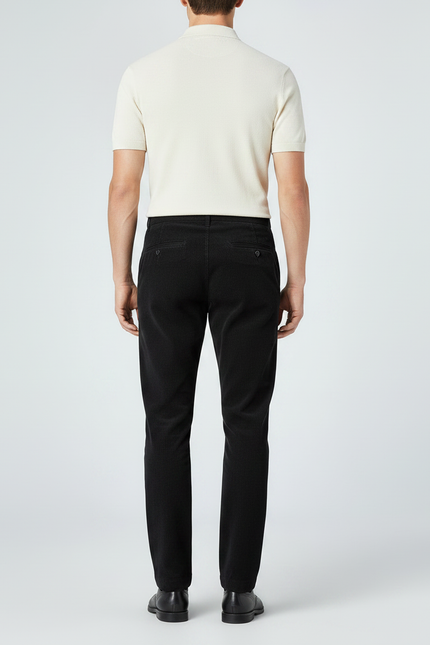 Pantalon Chino Noir Côtelé Droit Homme Élégant - Cordé - vue 2