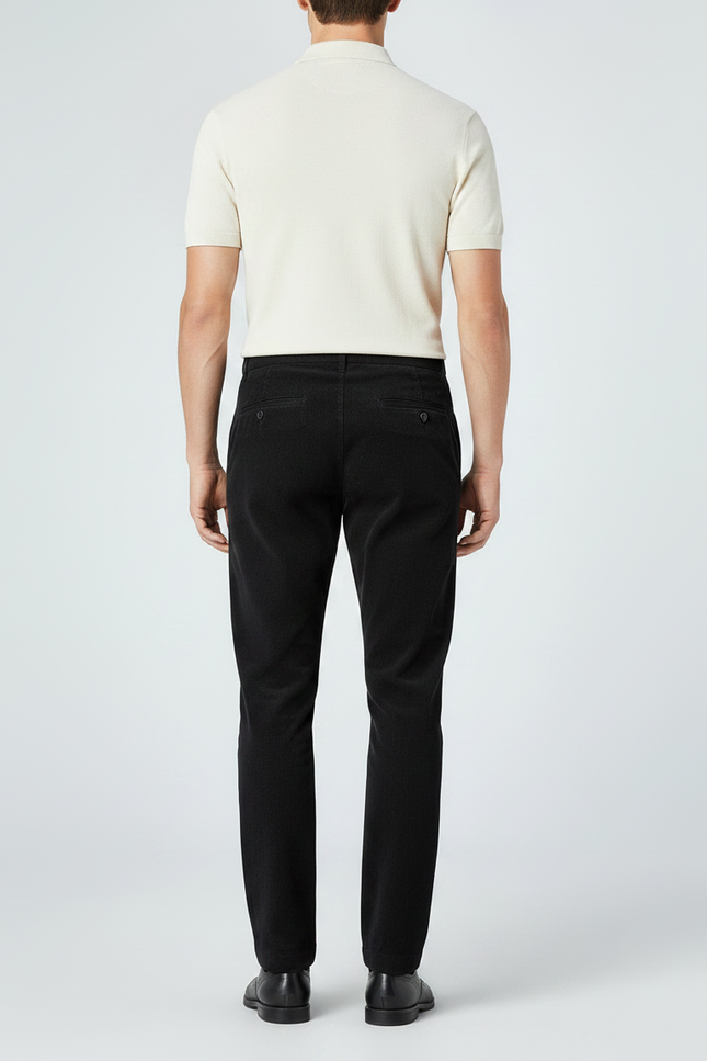 Pantalon Chino Noir Côtelé Droit Homme Élégant - Cordé - vue 2