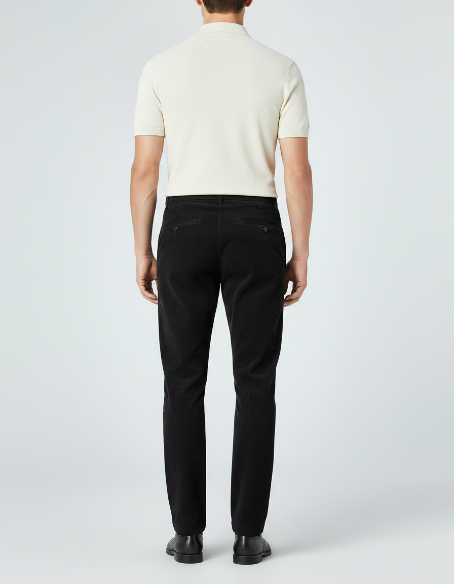 Pantalon Chino Noir Côtelé Droit Homme Élégant - Cordé - vue 2