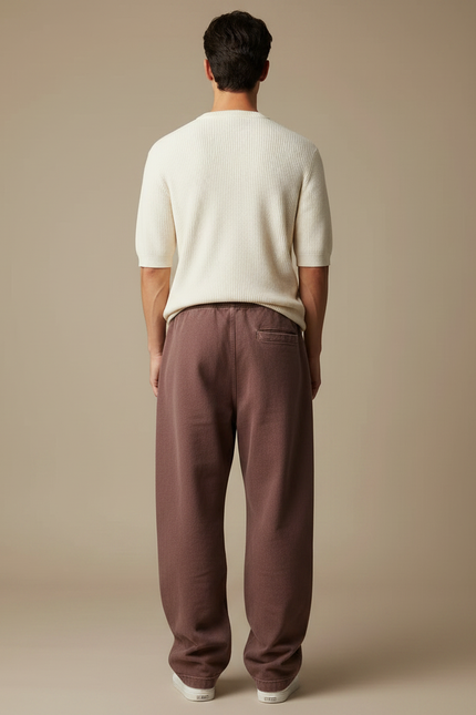 Pantalon Chino Marron Ample Coton Homme Décontracté Urbain - vue 2