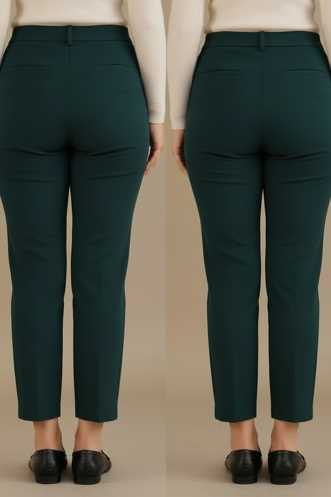 Pantalon Chino Pince Femme - Vert Polyester - vue 2