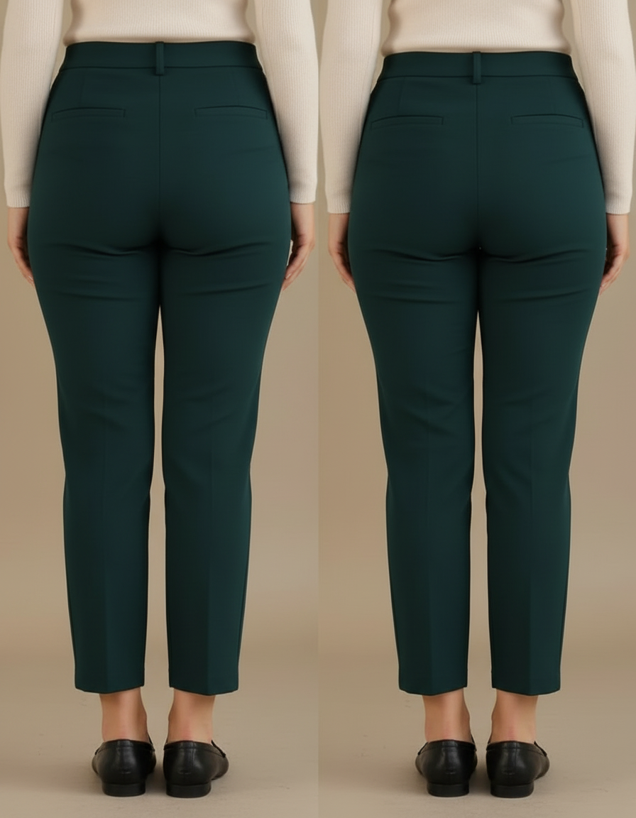 Pantalon Chino Pince Femme - Vert Polyester - vue 2