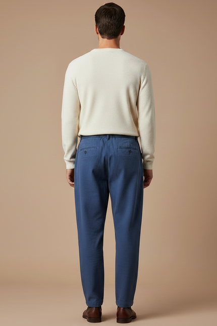 Pantalon Chino Bleu Marine Ample Coton Décontracté Homme - vue 2