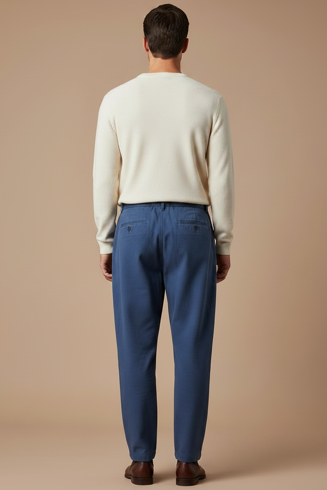 Pantalon Chino Bleu Marine Ample Coton Décontracté Homme - vue 2