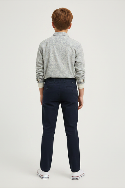 Pantalon Chino Marine Coton Droit Décontracté Enfant - vue 2