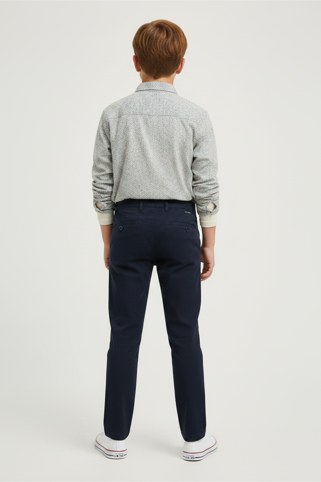 Pantalon Chino Marine Coton Droit Décontracté Enfant - vue 2