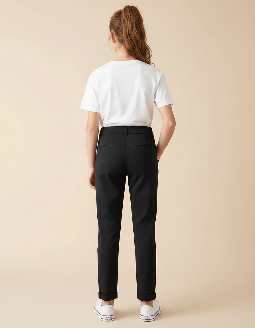 Pantalon Chino Noir Coton Droit Classique Enfant - vue 2