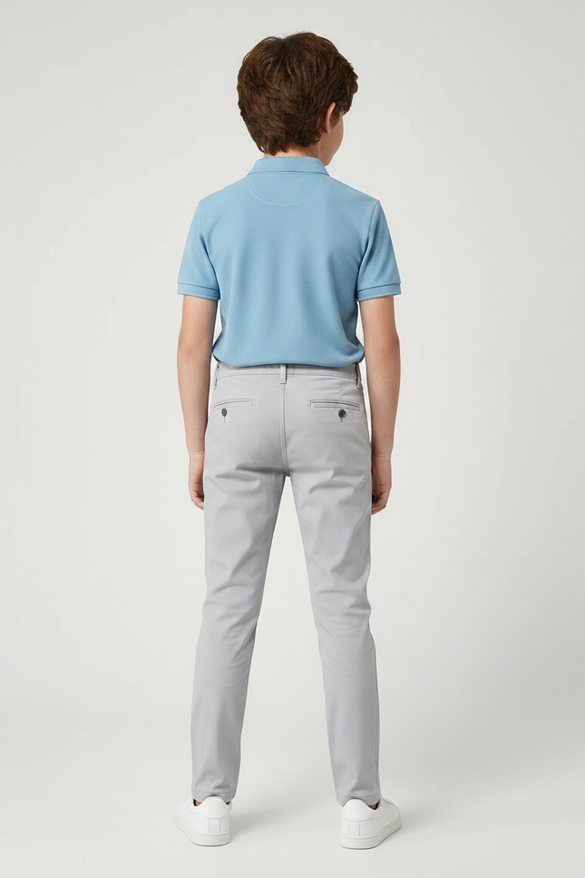 Pantalon Chino Gris Coton Stretch Enfant - vue 2