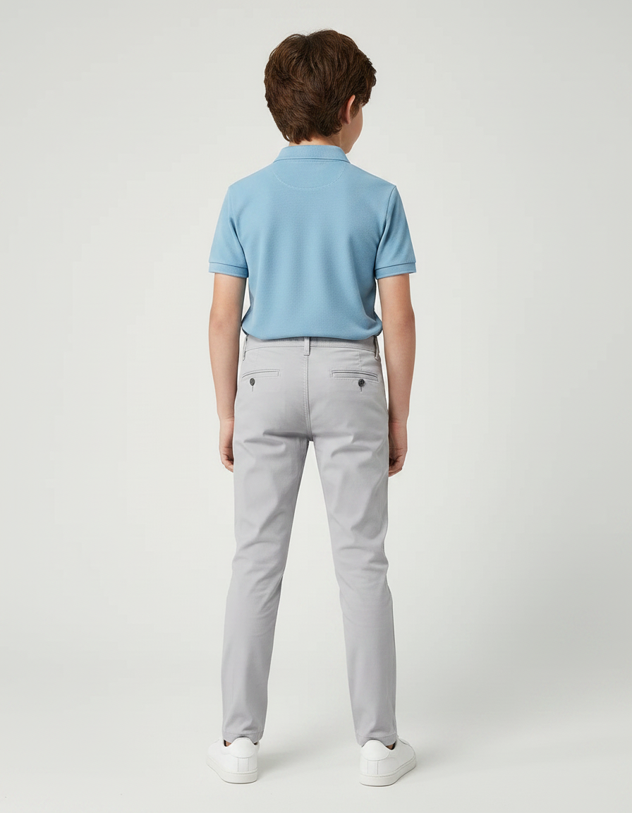 Pantalon Chino Gris Coton Stretch Enfant - vue 2