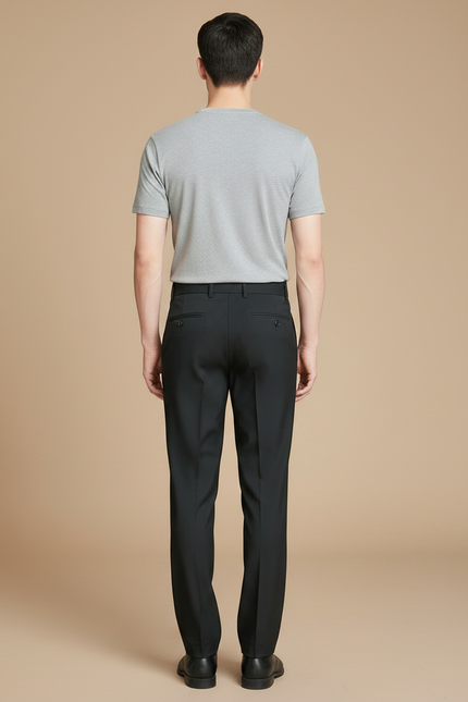 Pantalon Chino Noir Homme Droit Élégant Business - Gabardine - vue 2