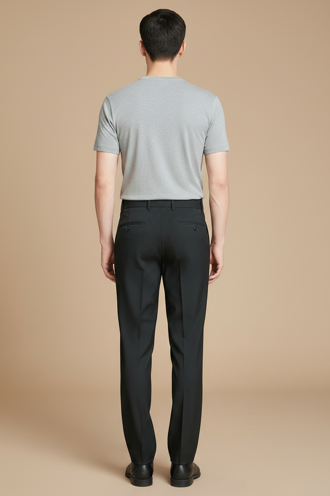 Pantalon Chino Noir Homme Droit Élégant Business - Gabardine - vue 2