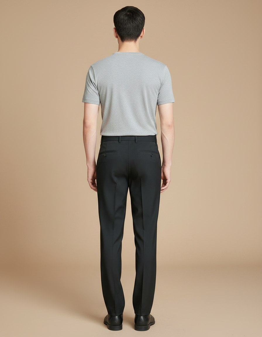Pantalon Chino Noir Homme Droit Élégant Business - Gabardine - vue 2