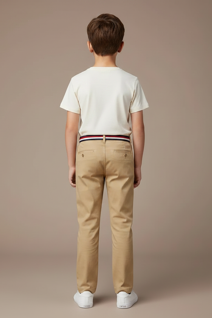 Pantalon Chino Beige Coton Droit Garçon Élégant - vue 2