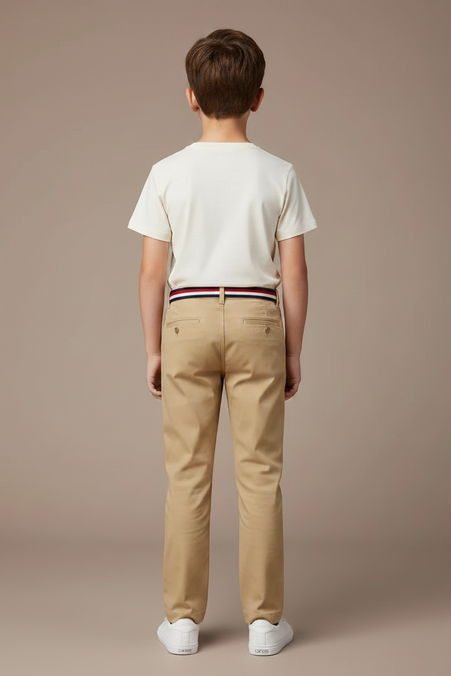Pantalon Chino Beige Coton Droit Garçon Élégant - vue 2