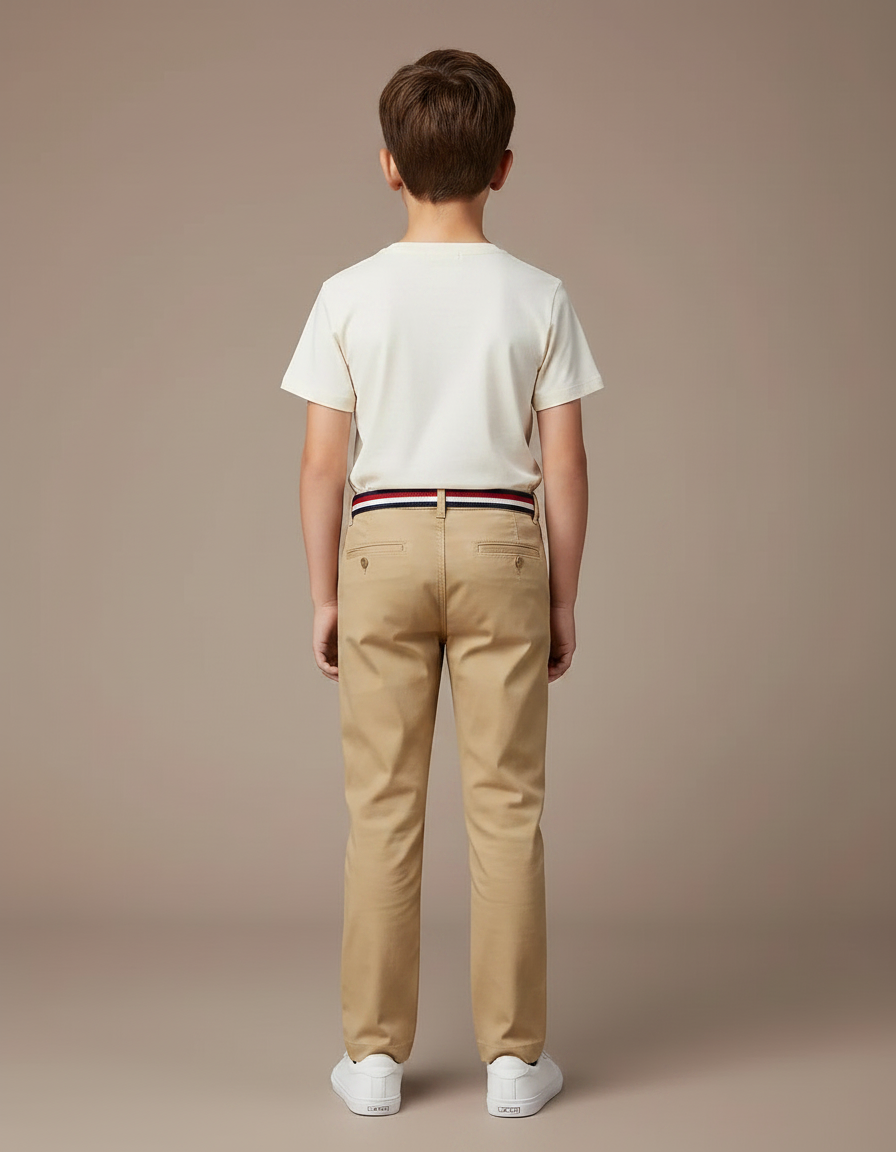 Pantalon Chino Beige Coton Droit Garçon Élégant - vue 2
