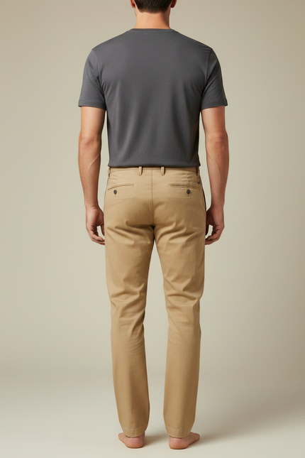 Pantalon Chino Beige Clair Coton Droit Classique Homme - vue 2
