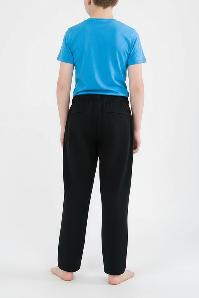 Pantalon Chino Noir Ample Coton Enfant Décontracté - vue 2