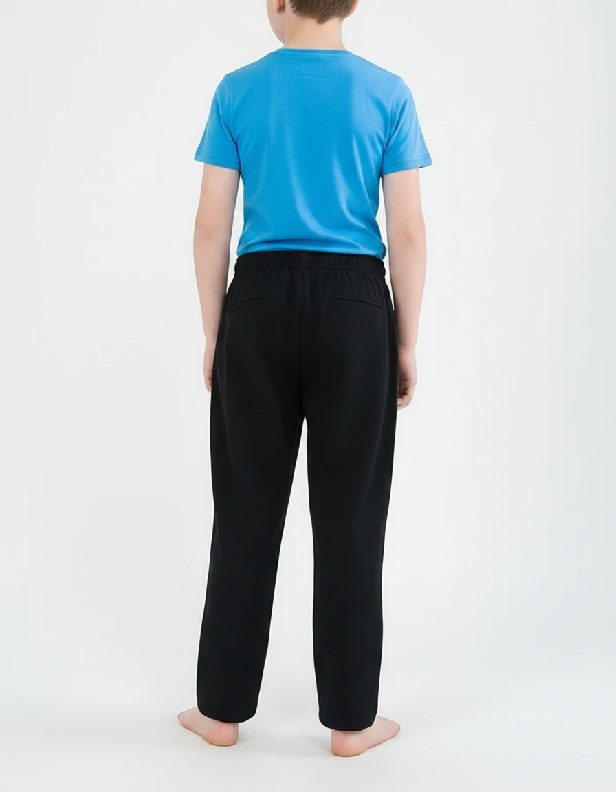 Pantalon Chino Noir Ample Coton Enfant Décontracté - vue 2