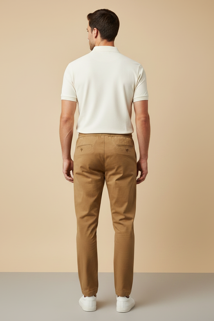 Pantalon Chino Kaki Coton Décontracté Cordon Homme - vue 2