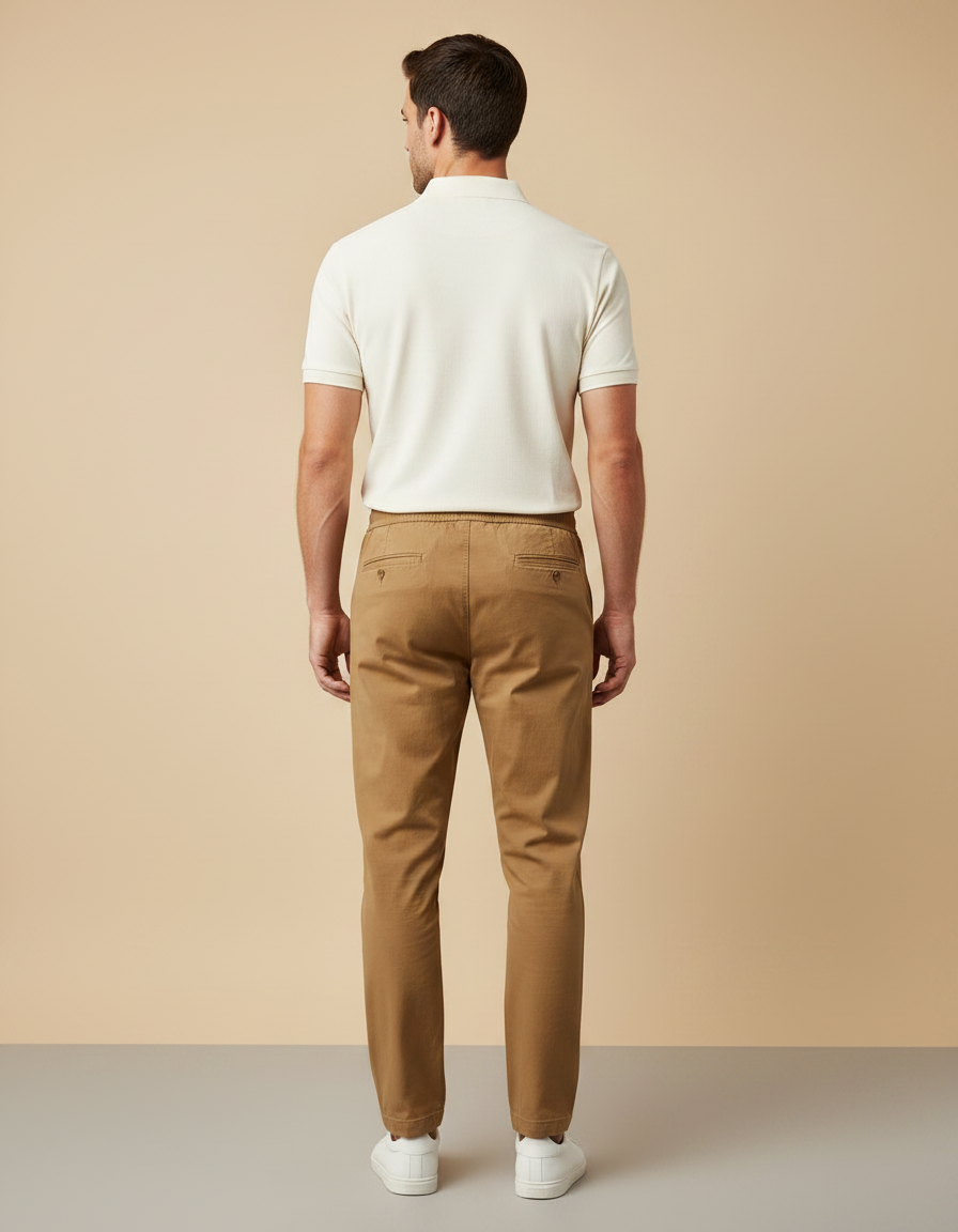 Pantalon Chino Kaki Coton Décontracté Cordon Homme - vue 2