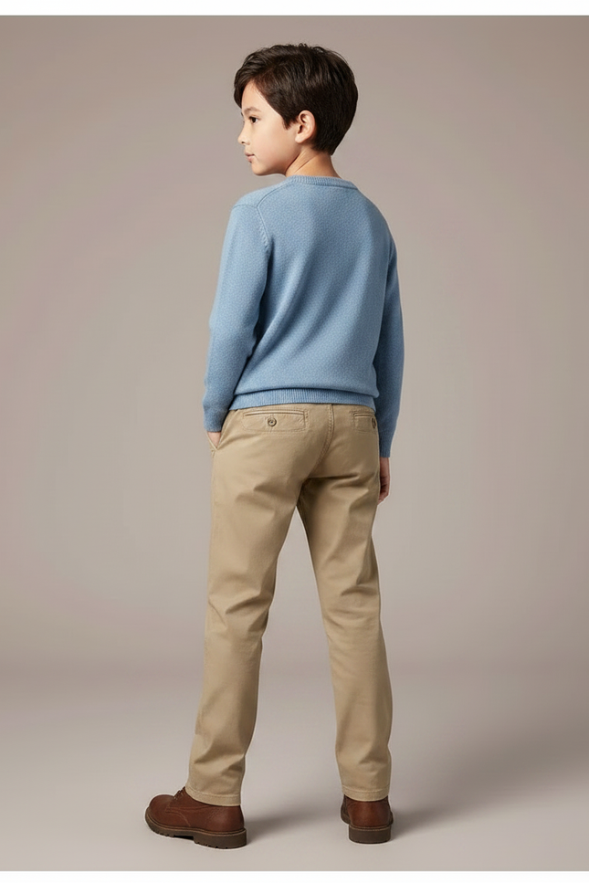 Pantalon Chino Beige Coton Décontracté Garçon Classique - vue 2