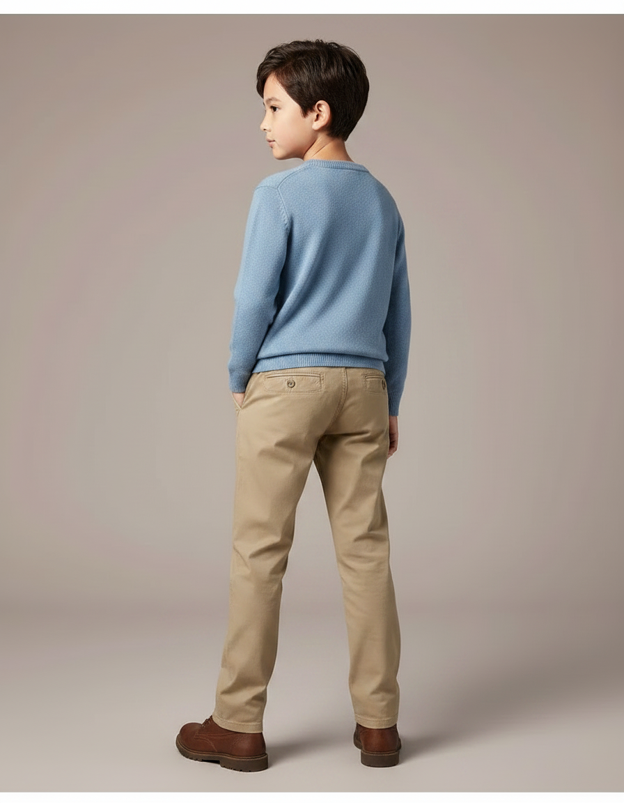 Pantalon Chino Beige Coton Décontracté Garçon Classique - vue 2