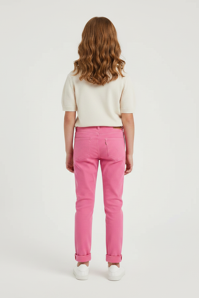 Pantalon Chino Rose Fille Coupe Droite Coton - vue 2