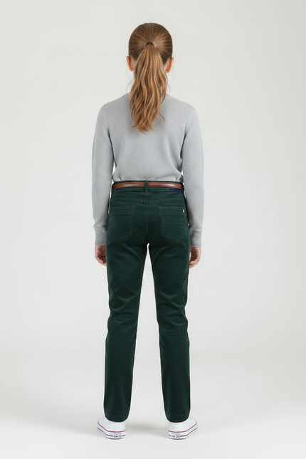 Pantalon Chino Vert Côtelé Droit Enfant Décontracté - Cordé - vue 2