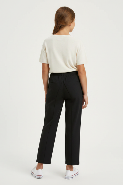 Pantalon Chino Noir Ample Boutons Latéraux Décontracté Enfant - Coton - vue 2
