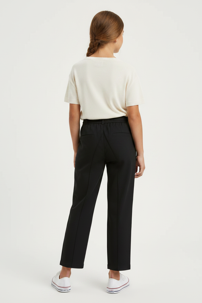 Pantalon Chino Noir Ample Boutons Latéraux Décontracté Enfant - Coton - vue 2