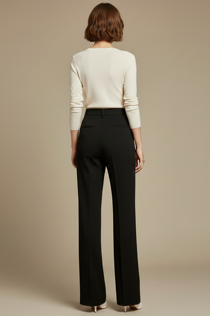 Pantalon Chino Femme Noir Large - Gabardine - vue 2