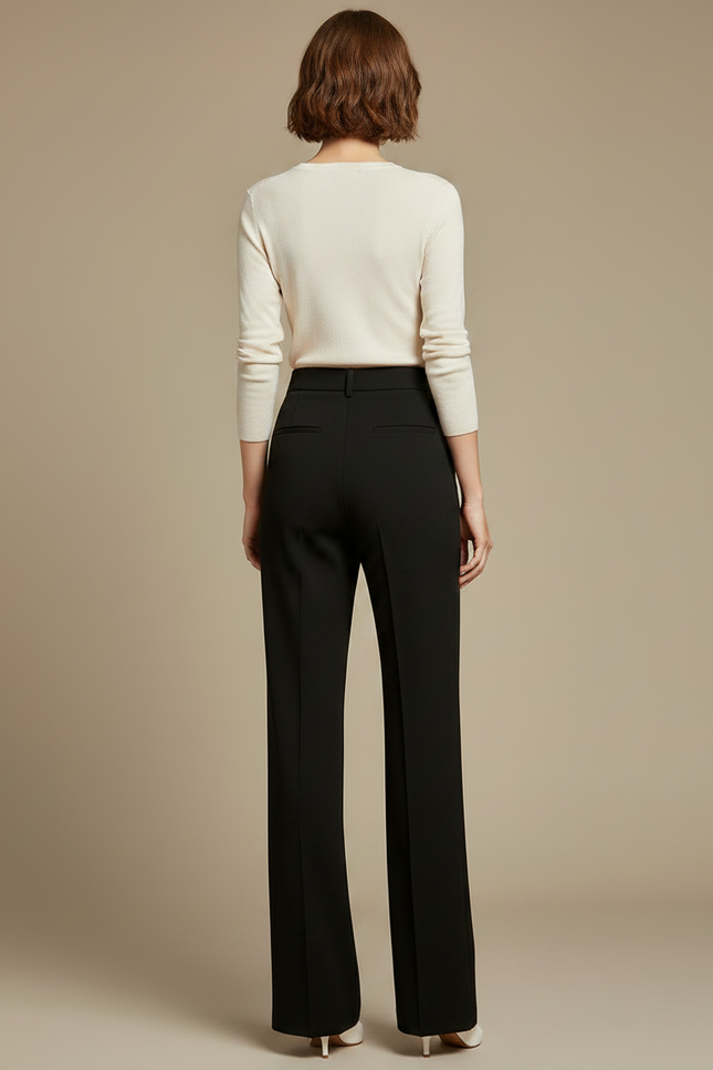 Pantalon Chino Femme Noir Large - Gabardine - vue 2