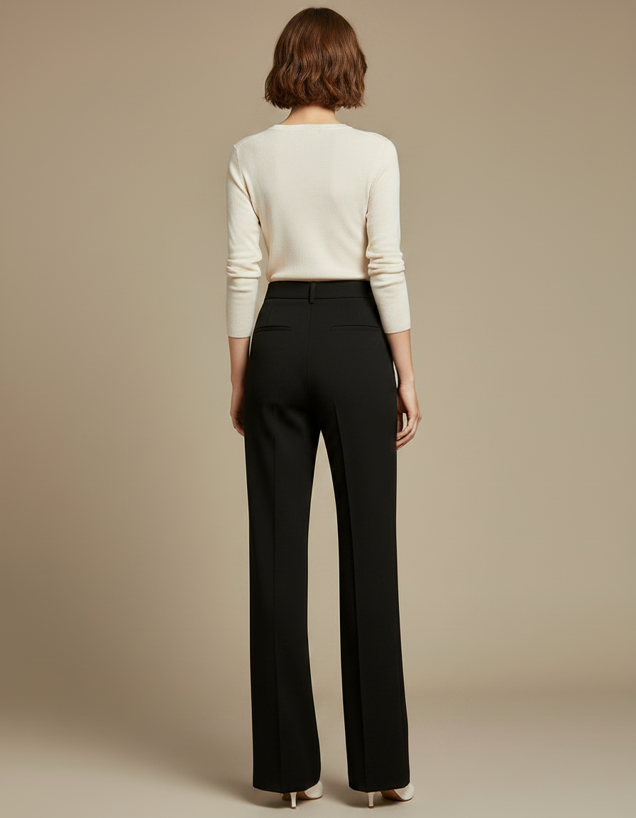 Pantalon Chino Femme Noir Large - Gabardine - vue 2