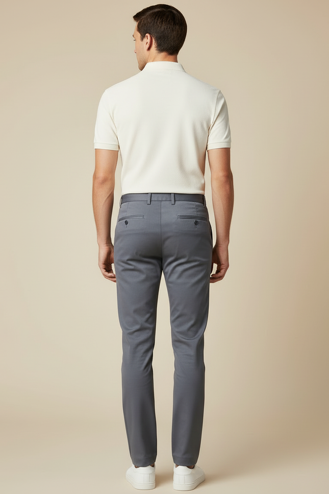 Pantalon Chino Coupe Slim - Gris Polyester - vue 2