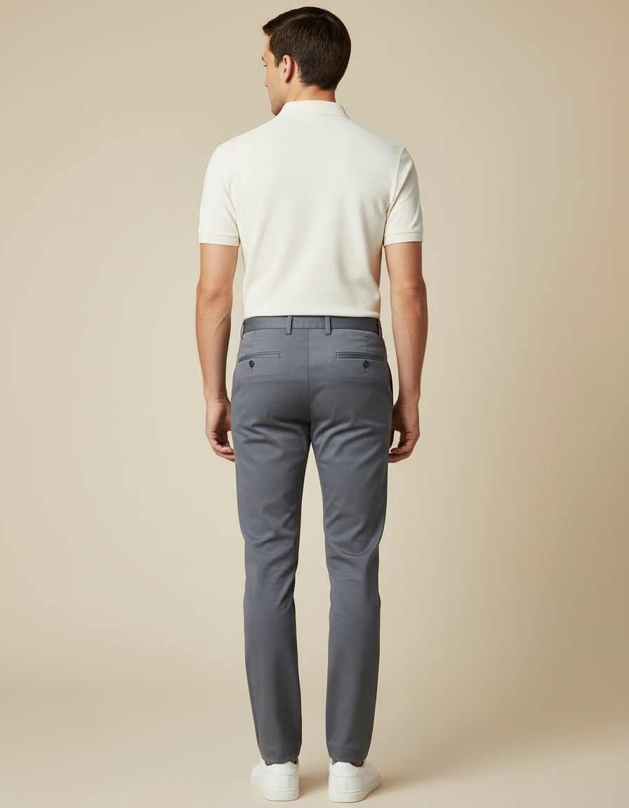 Pantalon Chino Coupe Slim - Gris Polyester - vue 2