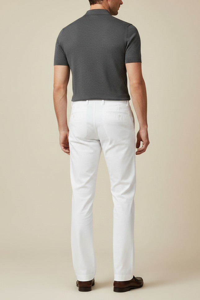 Pantalon Chino Blanc Droit Coton Classique Homme - vue 2