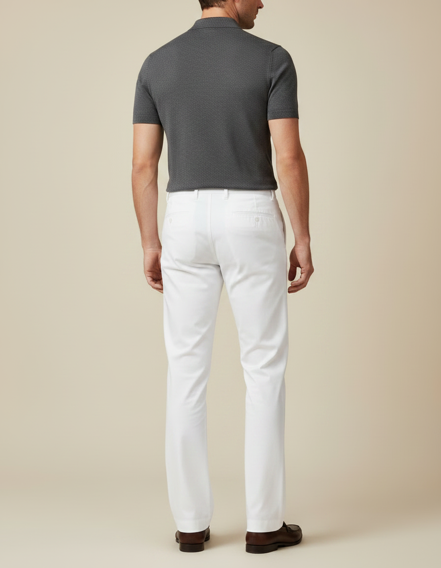 Pantalon Chino Blanc Droit Coton Classique Homme - vue 2