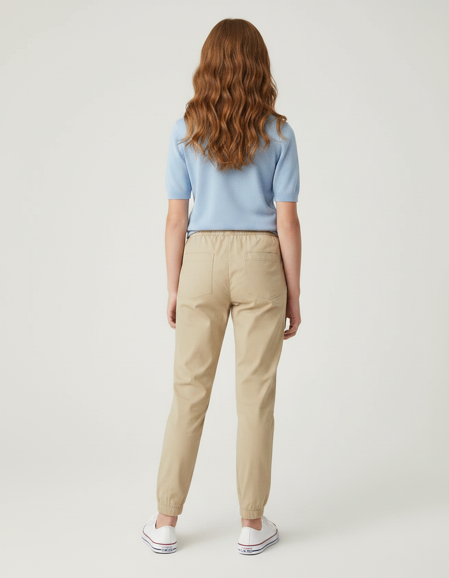 Pantalon Chino Beige Cordon Décontracté Fille - Gabardine - vue 2