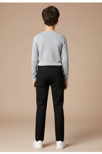 Pantalon Chino Noir Coton Droit Garçon Décontracté - vue 2