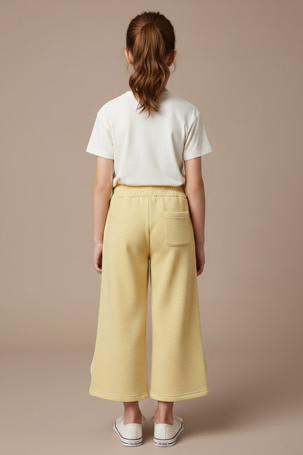 Pantalon Chino Jaune Ample Polaire Nœuds Fille - Molleton - vue 2