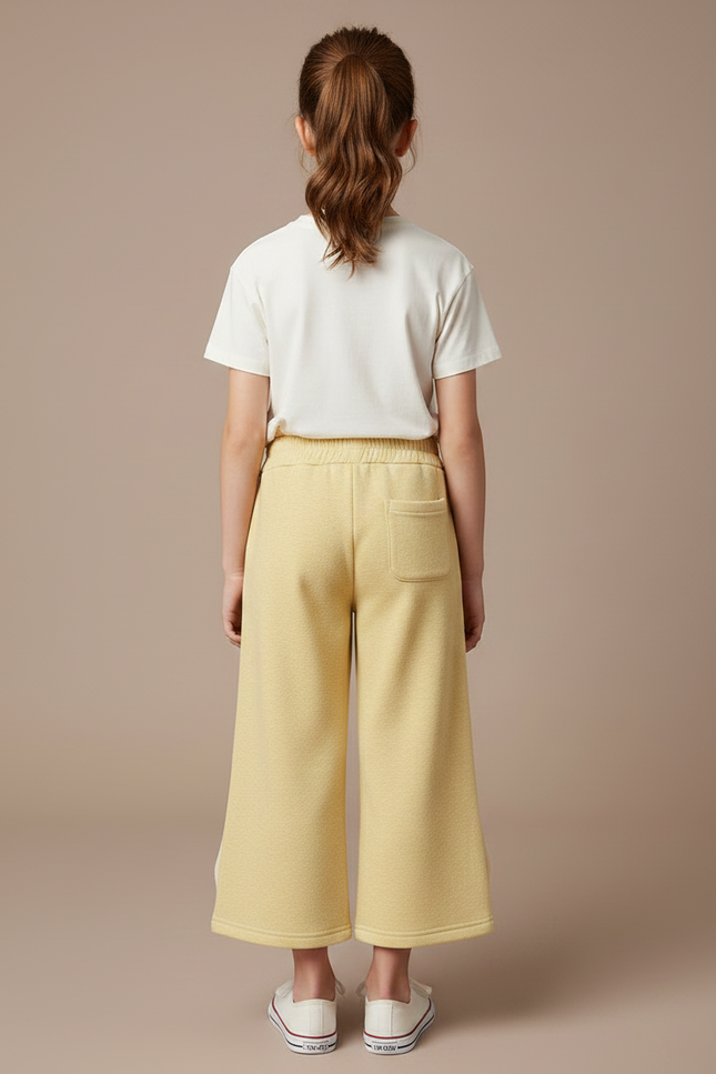 Pantalon Chino Jaune Ample Polaire Nœuds Fille - Molleton - vue 2