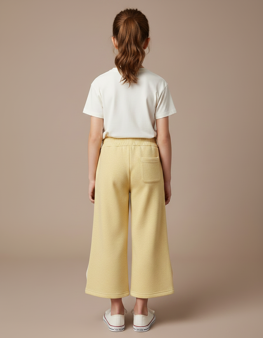 Pantalon Chino Jaune Ample Polaire Nœuds Fille - Molleton - vue 2