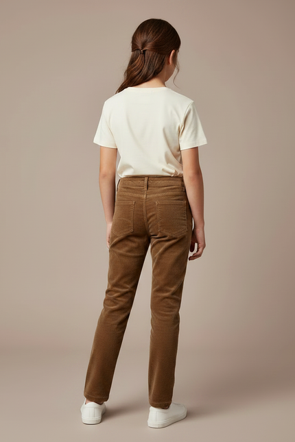 Pantalon Chino Marron Côtelé Droit Enfant - Cordé - vue 2