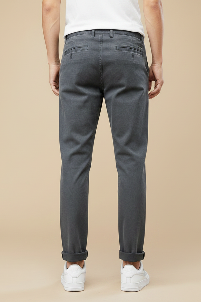 Pantalon Chino Gris Anthracite Coton Slim Décontracté Homme - vue 2
