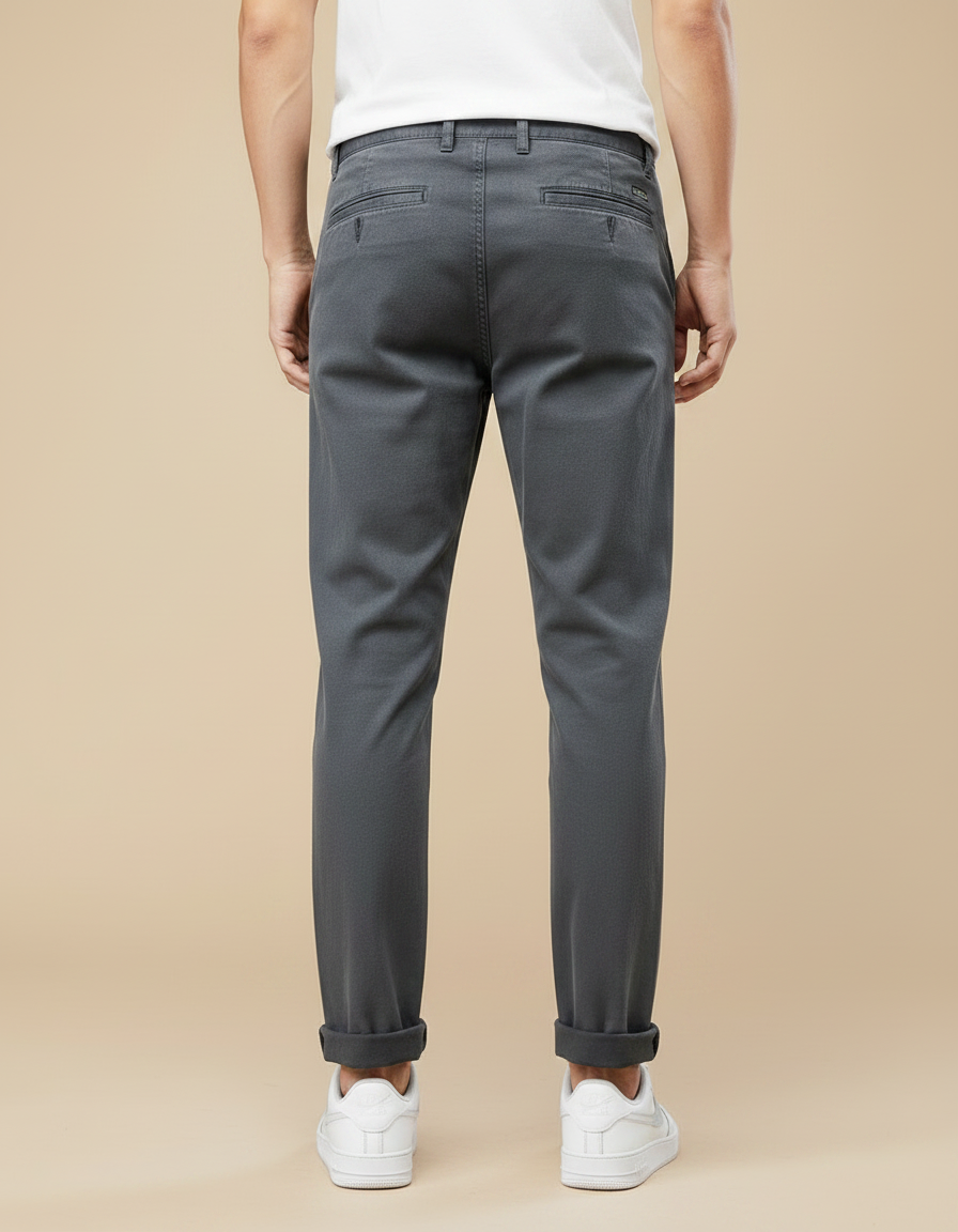 Pantalon Chino Gris Anthracite Coton Slim Décontracté Homme - vue 2