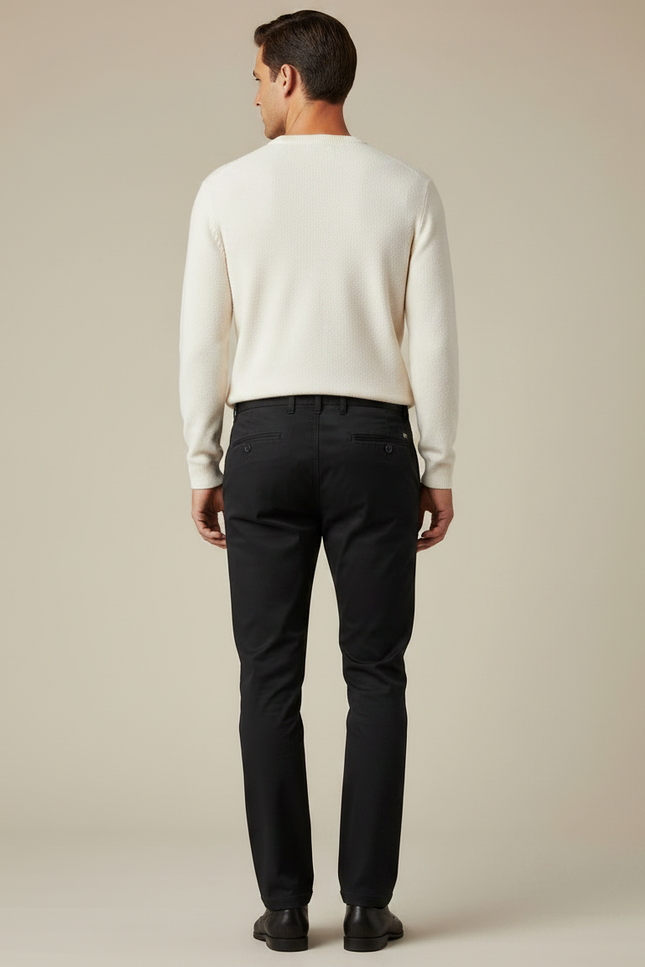 Pantalon Chino Noir Coton Slim Homme Moderne - vue 2