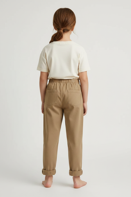Pantalon Chino Camel Coton Ample Enfant - Molleton - vue 2