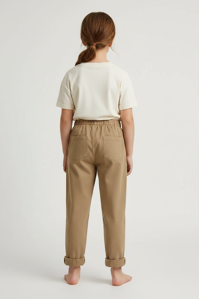Pantalon Chino Camel Coton Ample Enfant - Molleton - vue 2
