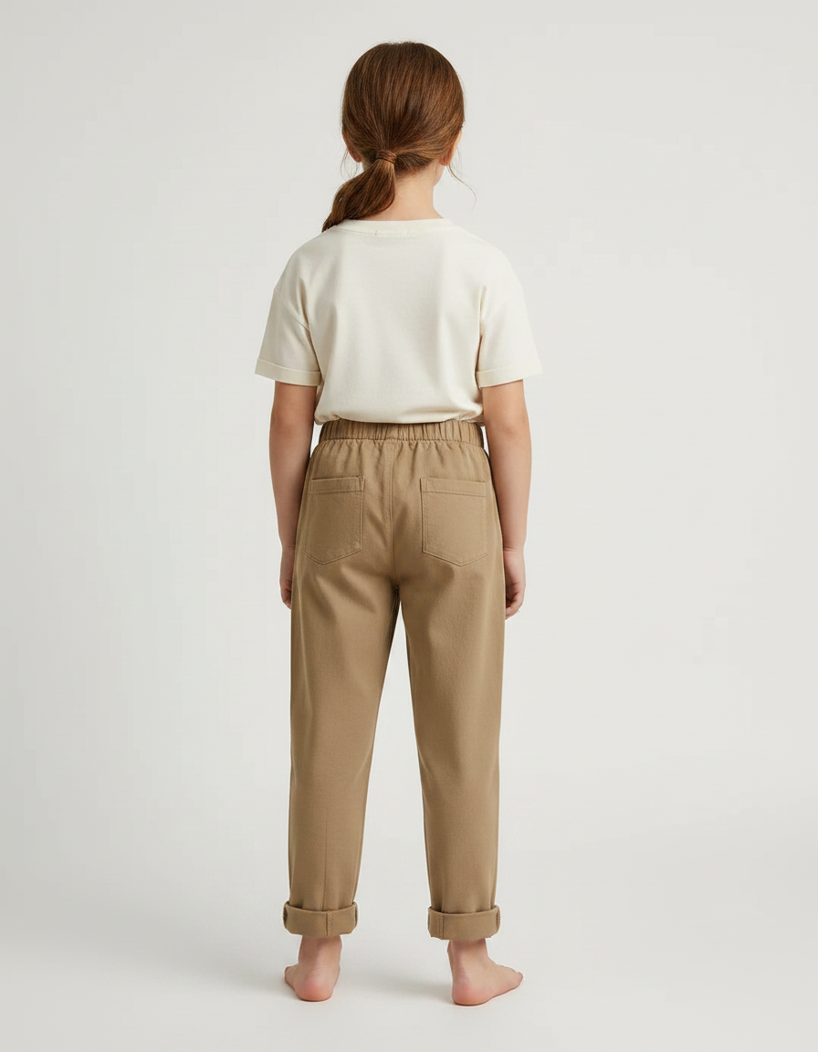 Pantalon Chino Camel Coton Ample Enfant - Molleton - vue 2